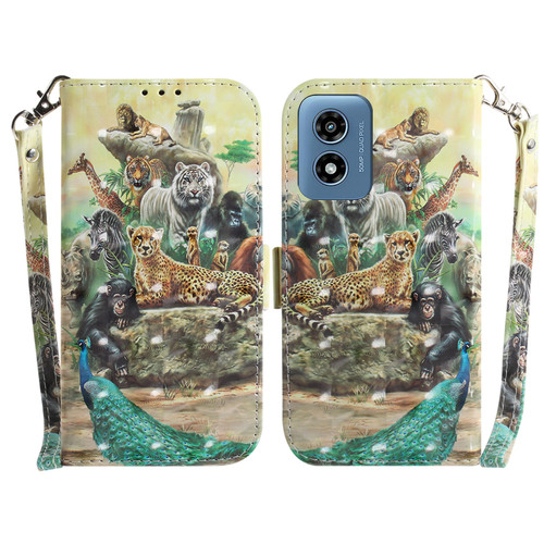 Moto G Play 2024 3D Colored Flip Leather Phone Case - Zoo